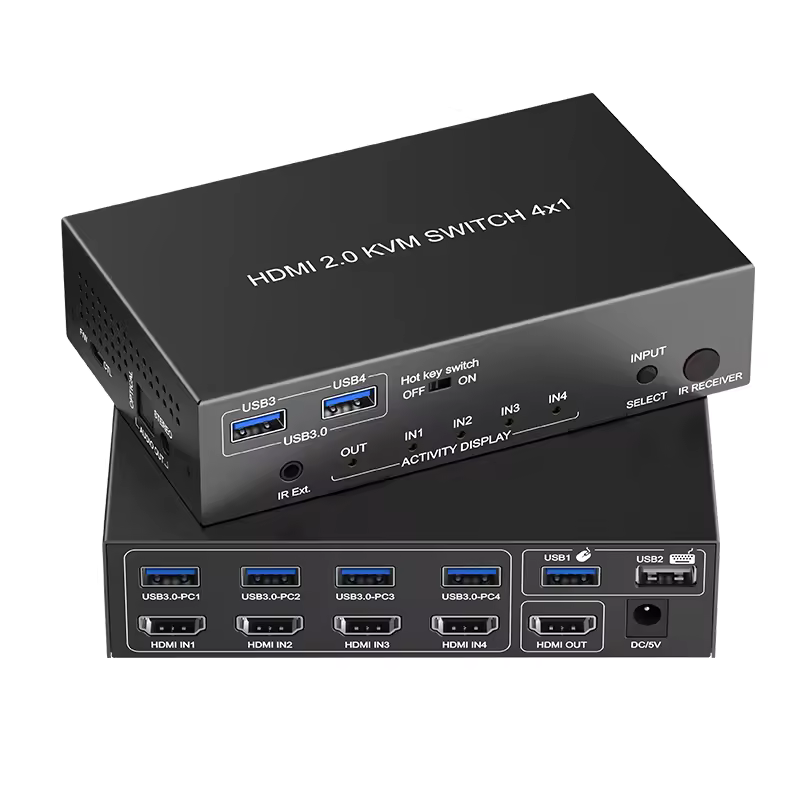 Switch KVM 4K @ 60Hz con 4 Puertos