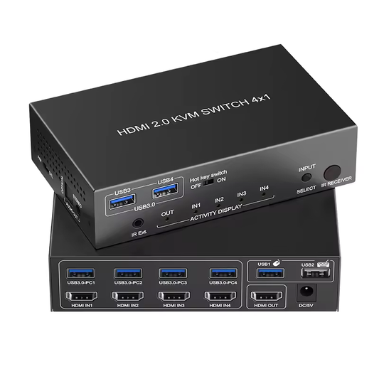 Switch KVM 4K @ 60Hz con 4 Puertos